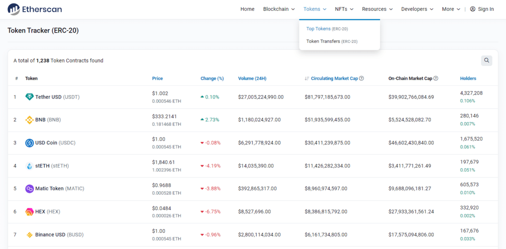 tokens erc20 etherscan ethereum