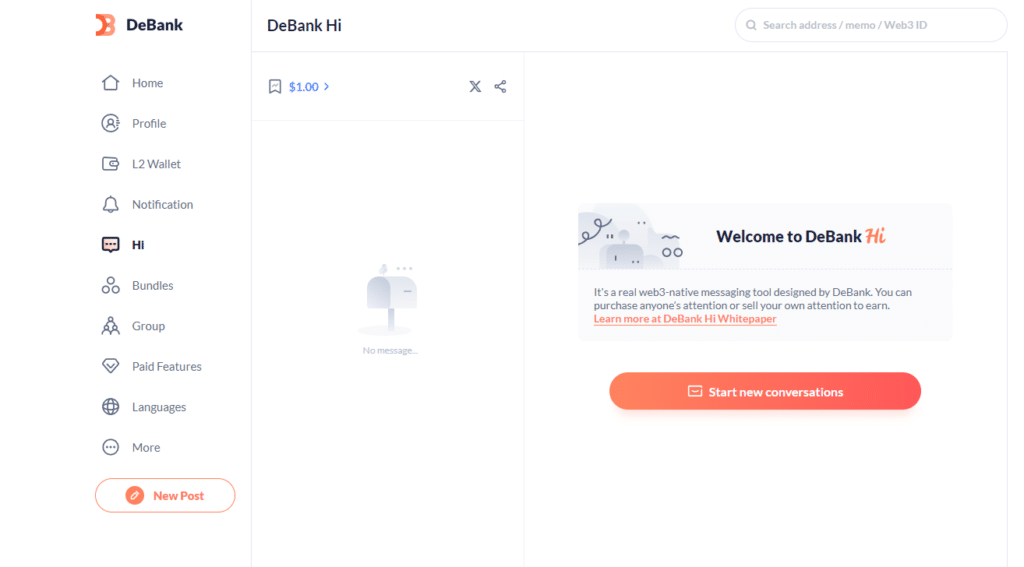 debank hi messagerie crypto